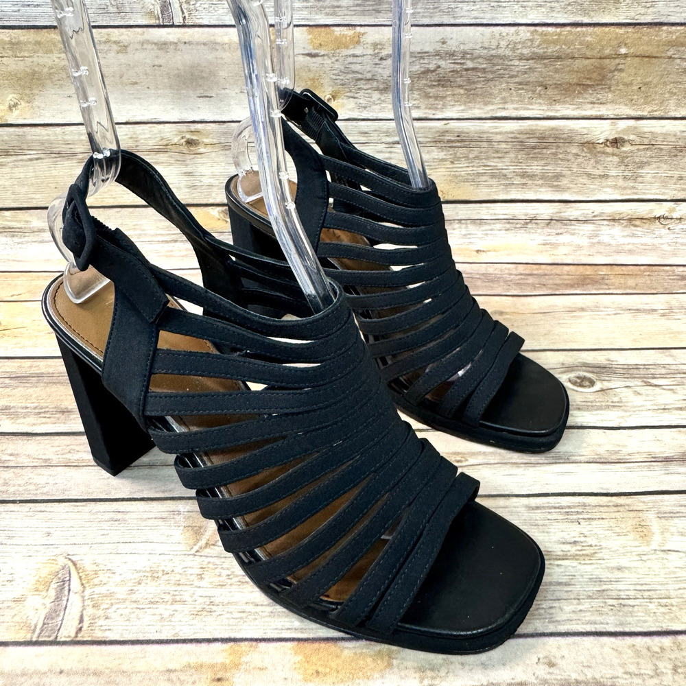 Donald Pliner Womens Black Strappy Sevanna Ankle Strap High Heel Sandals 11M